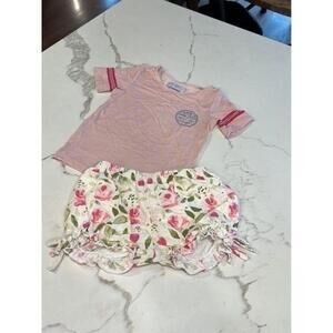 Sweethoney pink top bloomer floral‎ set 3T